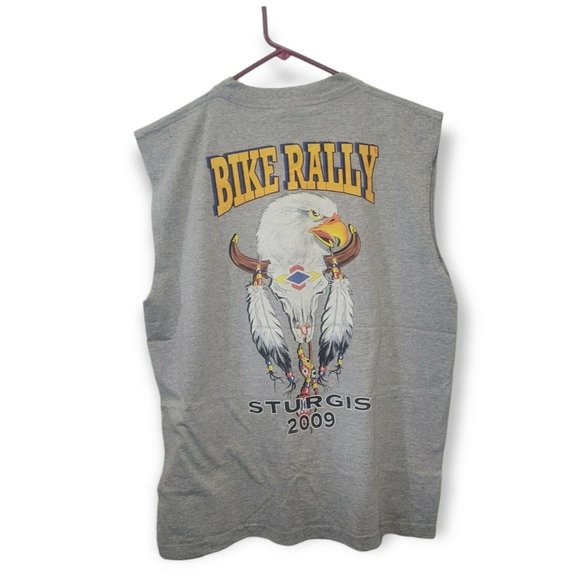 Sturgis Bike Week Motorcycle Rally 2009 L T-shirt Bald Eagle Biker Sleeveless - Picture 3 of 6